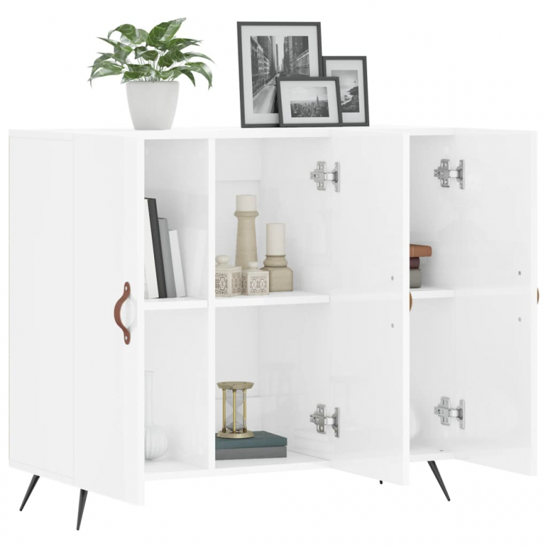 Sideboard Hochglanz-Weiß 90x34x80 cm Holzwerkstoff