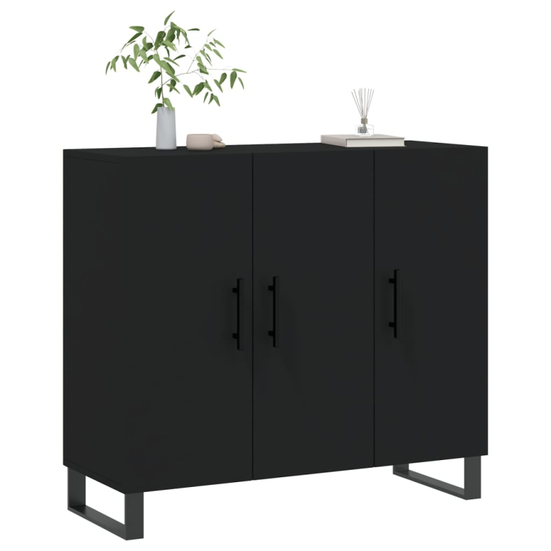 Sideboard Schwarz 90x34x80 cm Holzwerkstoff
