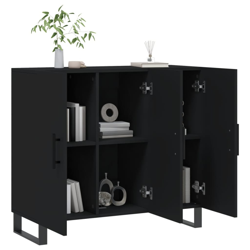 Sideboard Schwarz 90x34x80 cm Holzwerkstoff