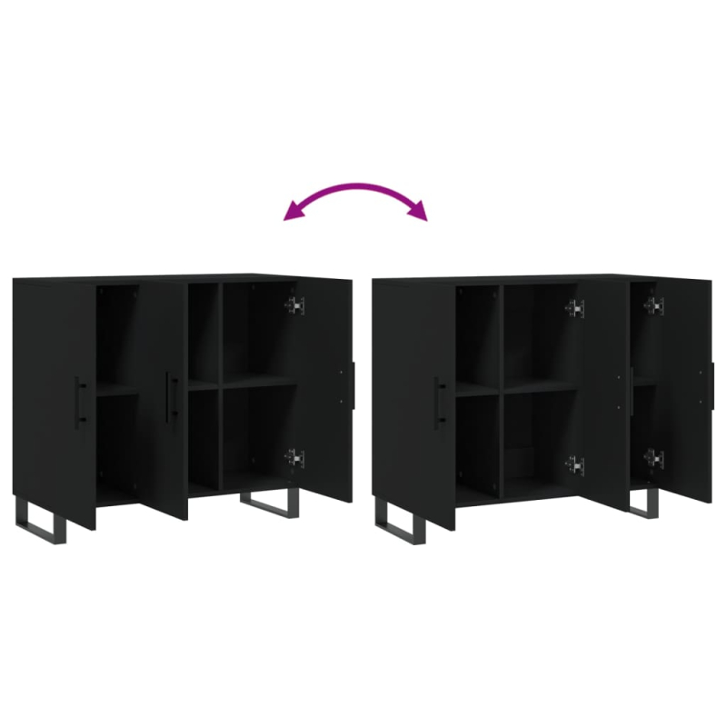 Sideboard Schwarz 90x34x80 cm Holzwerkstoff