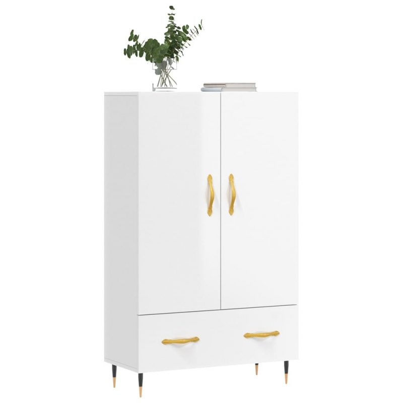 Highboard Hochglanz-Weiß 69,5x31x115 cm Holzwerkstoff