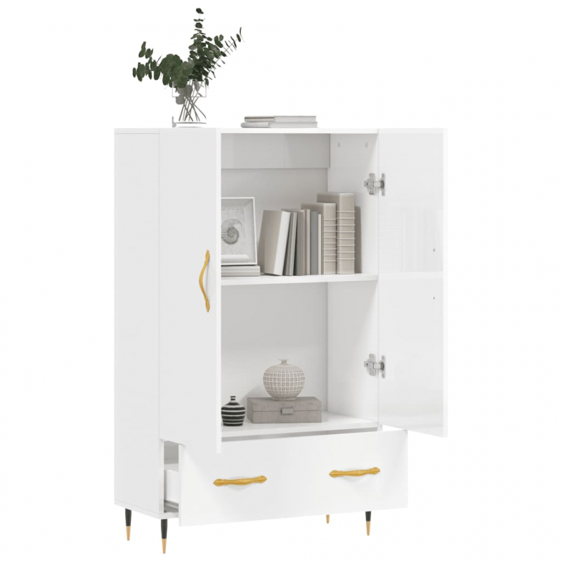 Highboard Hochglanz-Weiß 69,5x31x115 cm Holzwerkstoff
