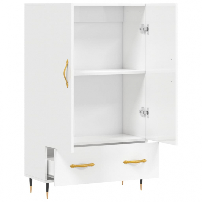 Highboard Hochglanz-Weiß 69,5x31x115 cm Holzwerkstoff
