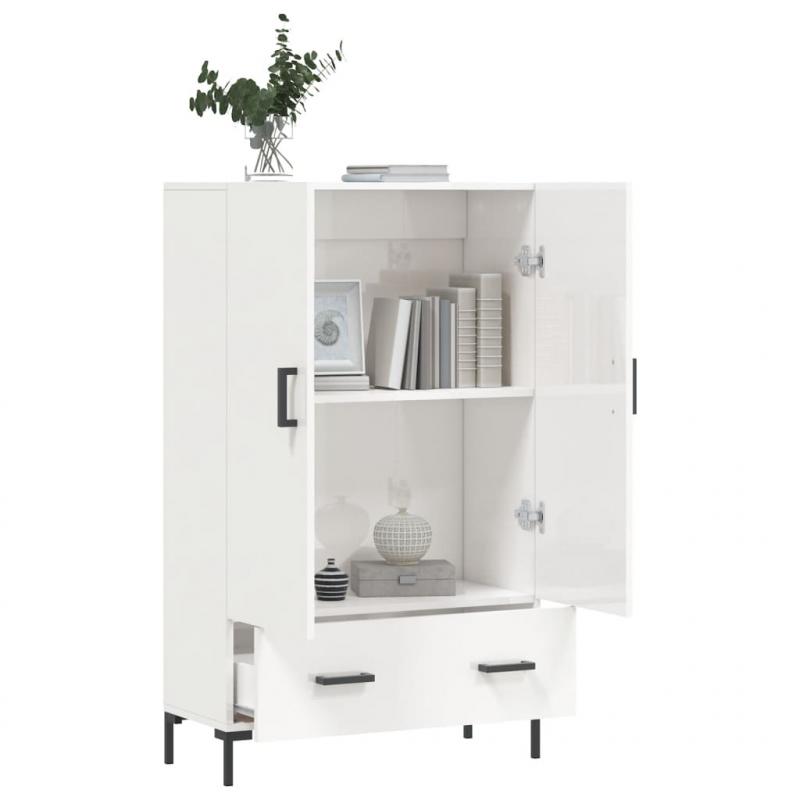 Highboard Hochglanz-Weiß 69,5x31x115 cm Holzwerkstoff