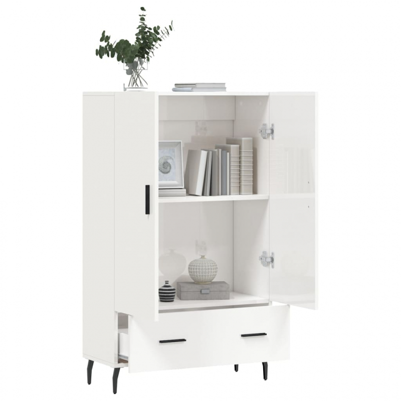 Highboard Hochglanz-Weiß 69,5x31x115 cm Holzwerkstoff