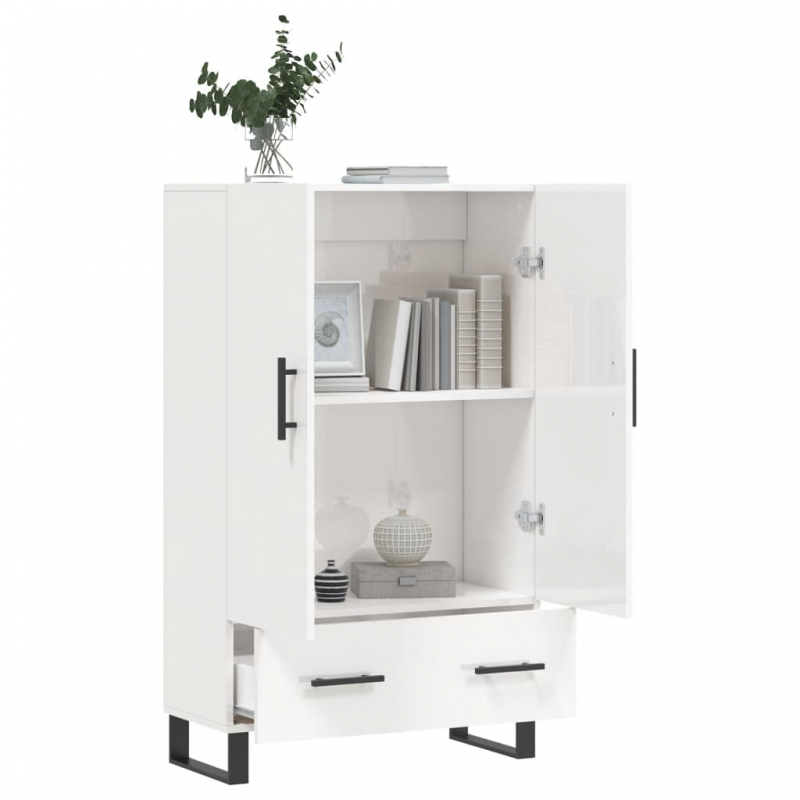 Highboard Hochglanz-Weiß 69,5x31x115 cm Holzwerkstoff
