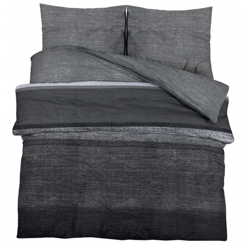 Bettwäsche-Set Dunkelgrau 155x220 cm Baumwolle