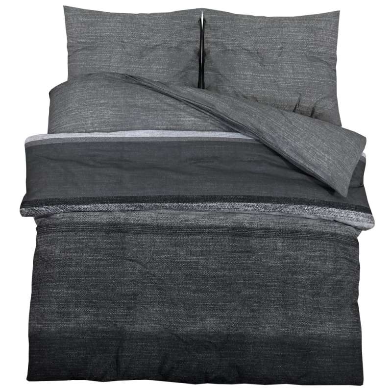 Bettwäsche-Set Dunkelgrau 260x220 cm Baumwolle