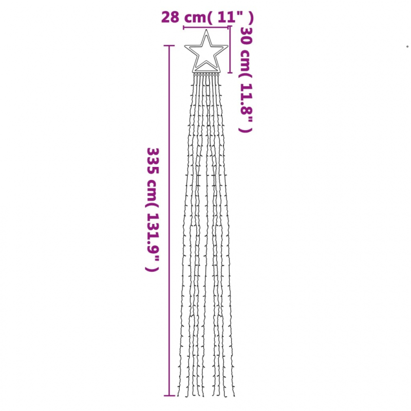 Weihnachtsbaum-Beleuchtung 320 LEDs Warmweiß 375 cm