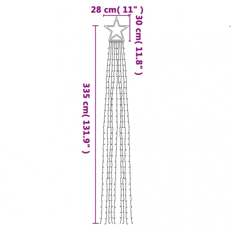 Weihnachtsbaum-Beleuchtung 320 LEDs Mehrfarbig 375 cm