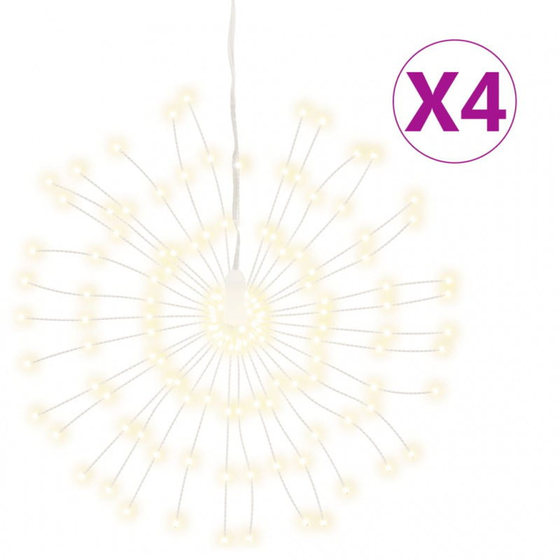 Weihnachtsbeleuchtungen Feuerwerk 4 Stk. 140 LEDs Warmweiß 17cm