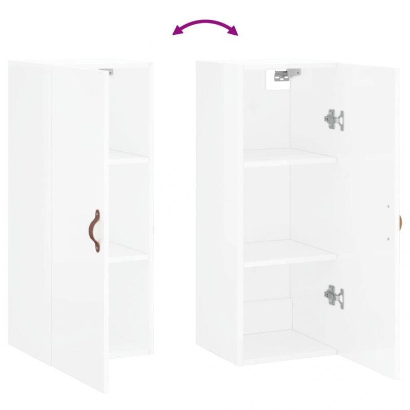 Wandschrank Hochglanz-Weiß 34,5x34x90 cm
