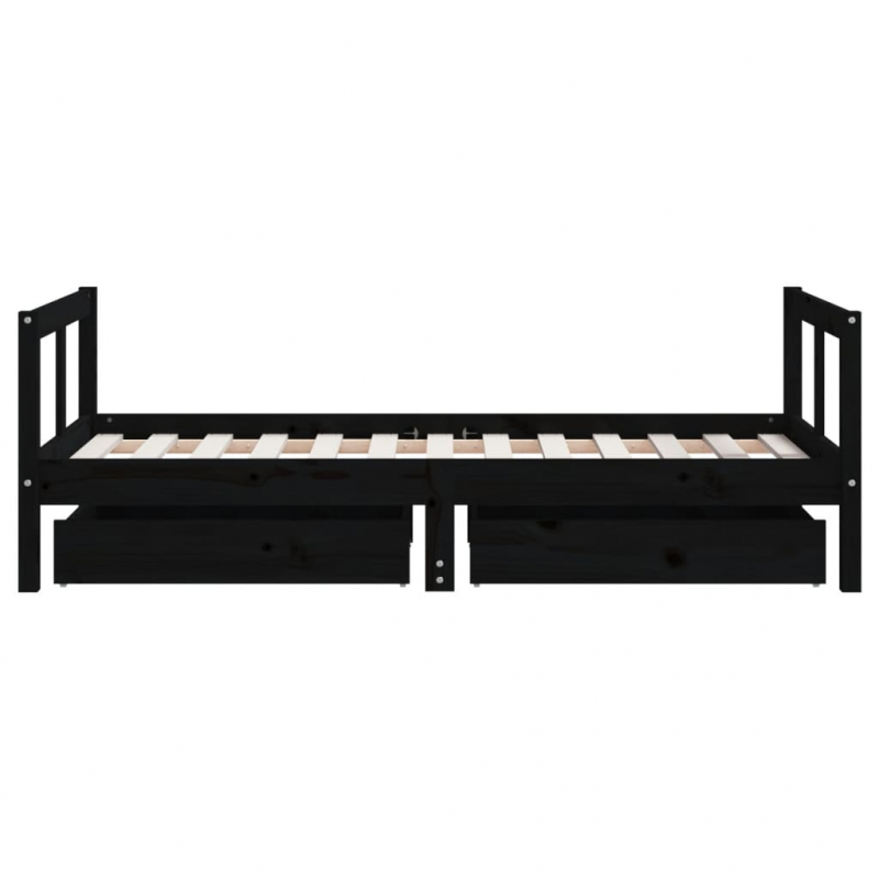 Kinderbett mit Schubladen Schwarz 80x160 cm Massivholz Kiefer