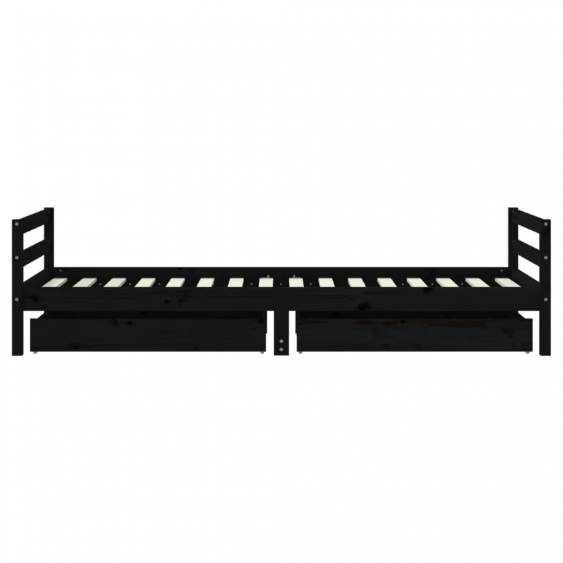 Kinderbett mit Schubladen Schwarz 80x200 cm Massivholz Kiefer