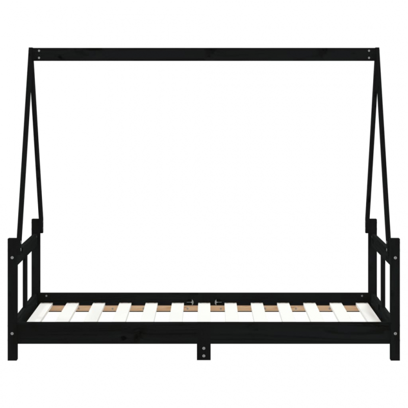 Kinderbett Schwarz 80x160 cm Massivholz Kiefer