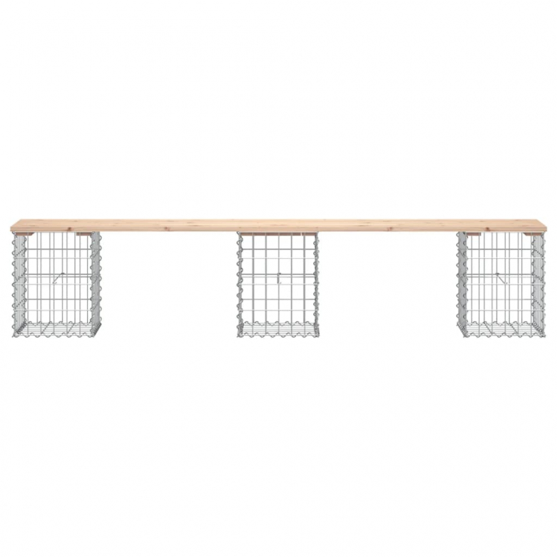 Gartenbank aus Gabionen 203x31x42 cm Massivholz Kiefer