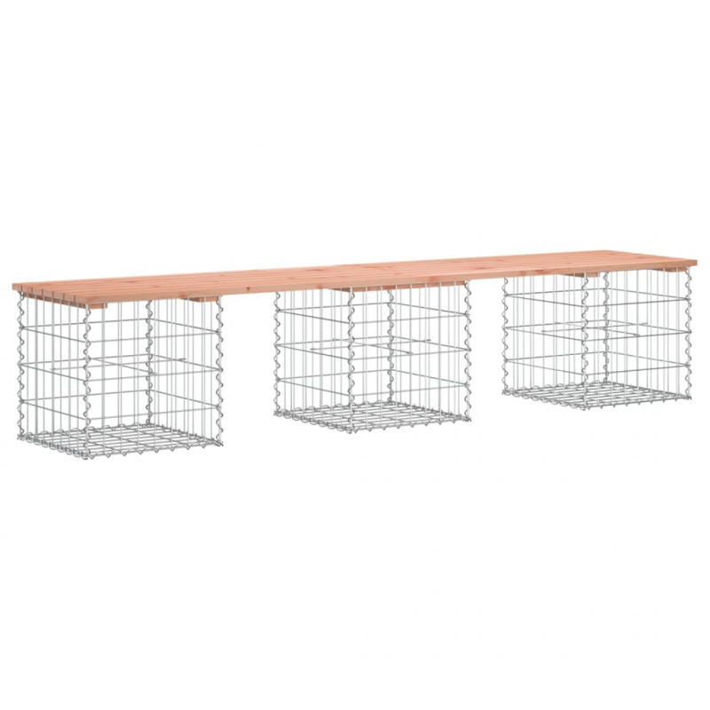 Gartenbank aus Gabionen 203x44x42 cm Massivholz Douglasie