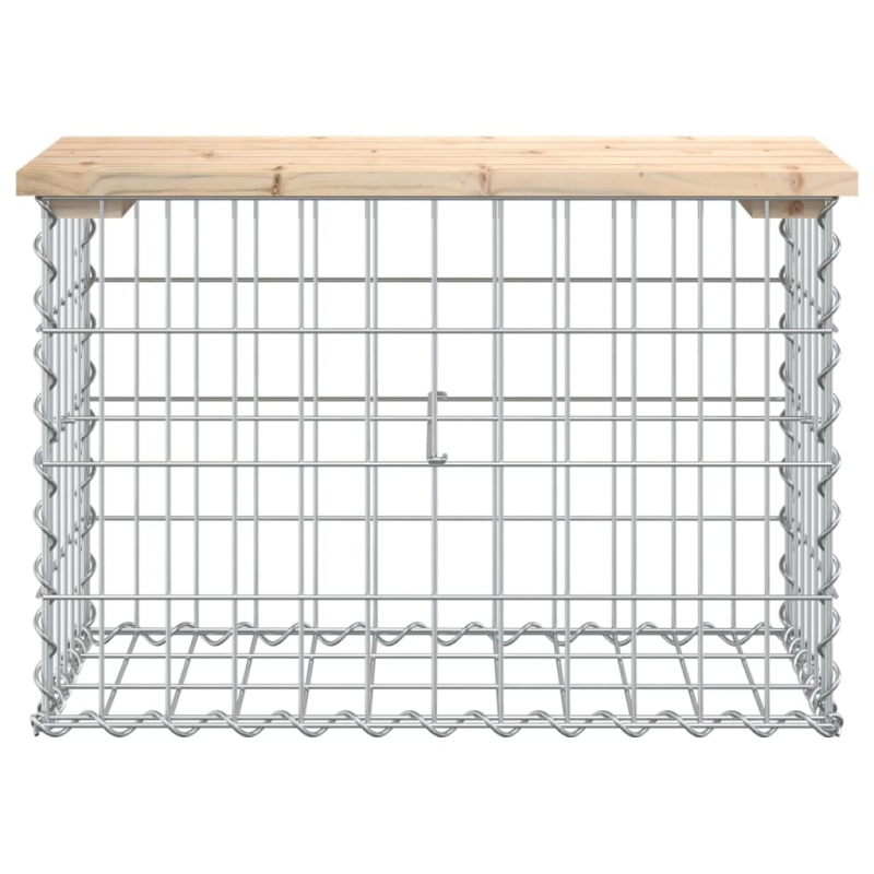 Gartenbank aus Gabionen 63x31,5x42 cm Massivholz Kiefer