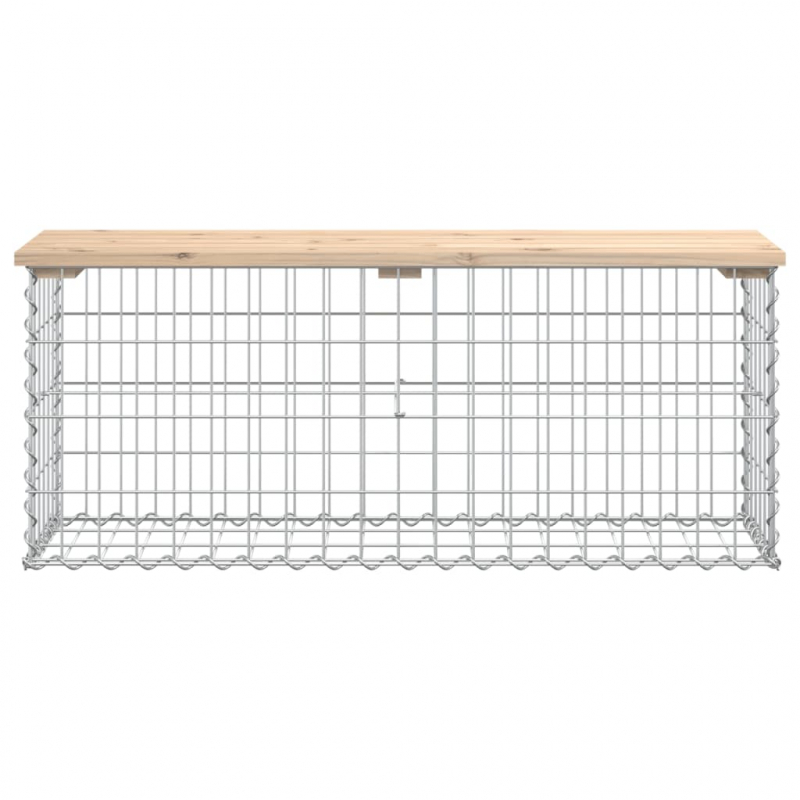 Gartenbank aus Gabionen 103x31,5x42 cm Massivholz Kiefer