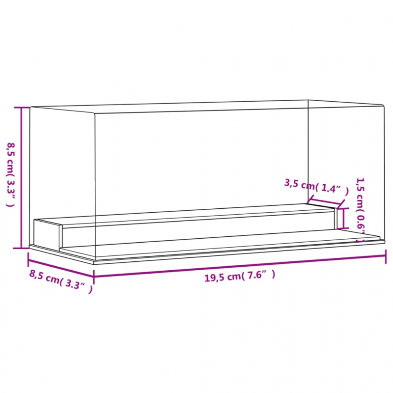 Vitrine Transparent 19,5x8,5x8,5 cm Acryl