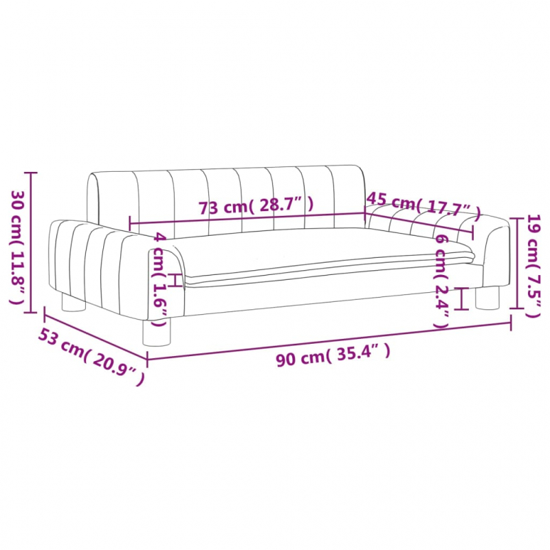 Kindersofa Braun 90x53x30 cm Stoff