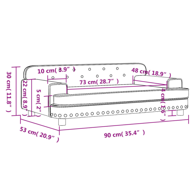 Kindersofa Braun 90x53x30 cm Samt