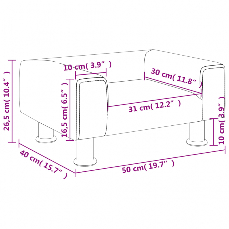 Kindersofa Braun 50x40x26,5 cm Samt