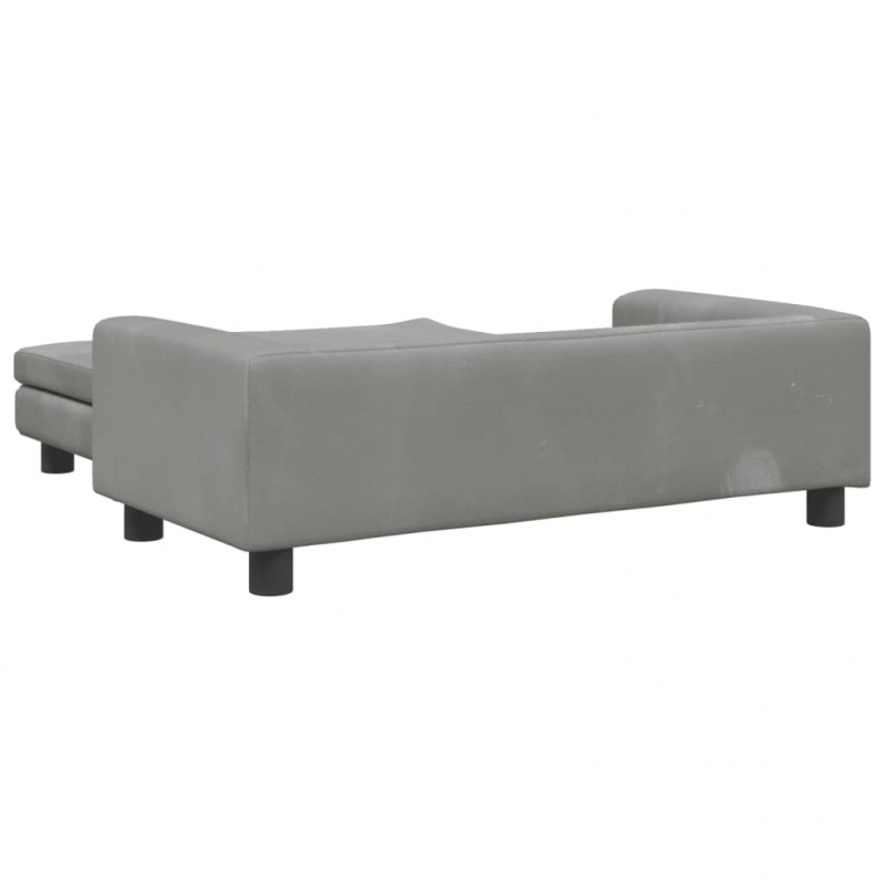 Kindersofa mit Hocker Hellgrau 100x50x30 cm Samt