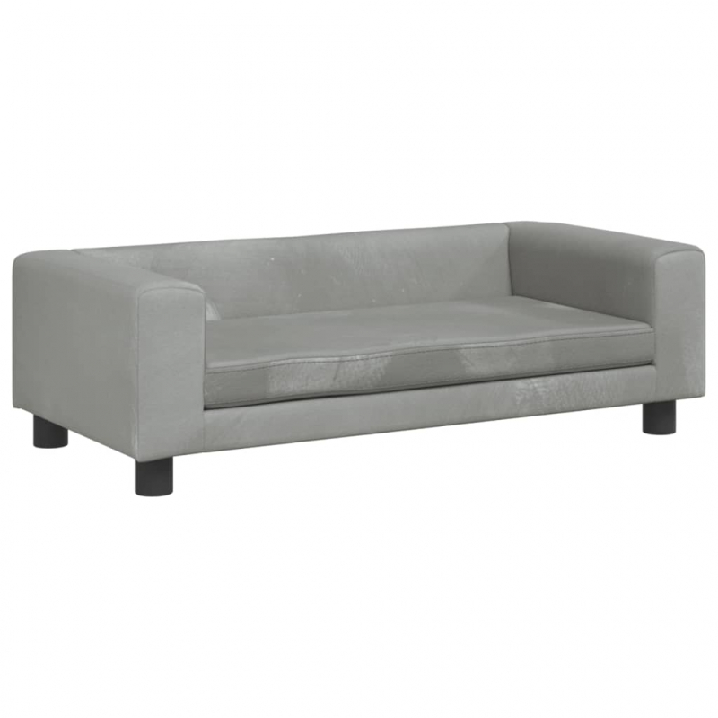 Kindersofa mit Hocker Hellgrau 100x50x30 cm Samt