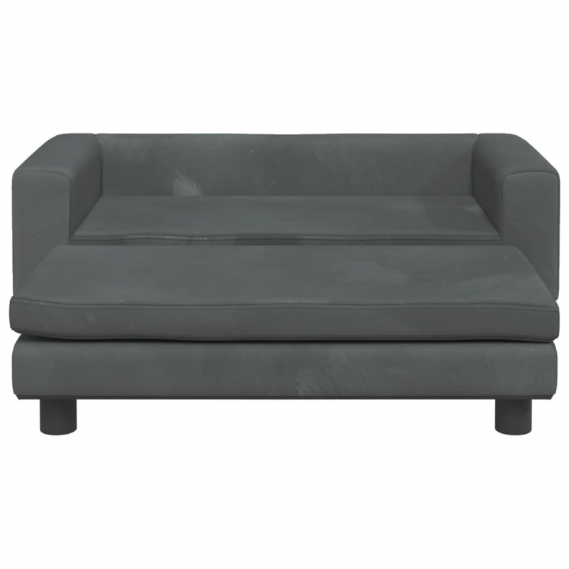 Kindersofa mit Hocker Dunkelgrau 100x50x30 cm Samt