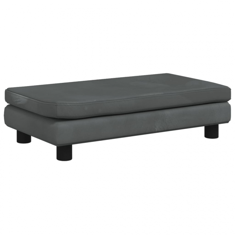 Kindersofa mit Hocker Dunkelgrau 100x50x30 cm Samt