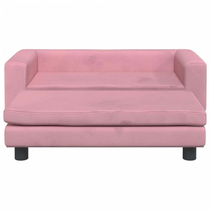 Kindersofa mit Hocker Rosa 100x50x30 cm Samt