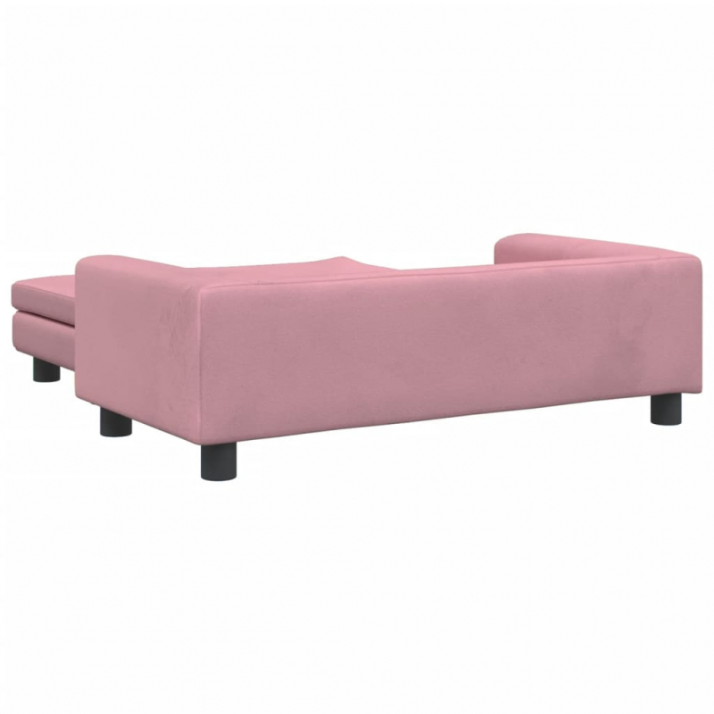 Kindersofa mit Hocker Rosa 100x50x30 cm Samt