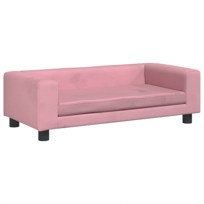 Kindersofa mit Hocker Rosa 100x50x30 cm Samt