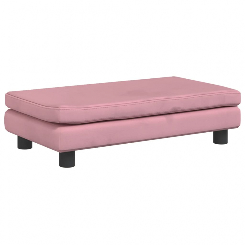 Kindersofa mit Hocker Rosa 100x50x30 cm Samt