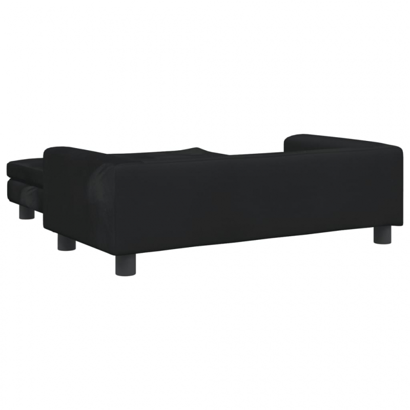 Kindersofa mit Hocker Schwarz 100x50x30 cm Samt