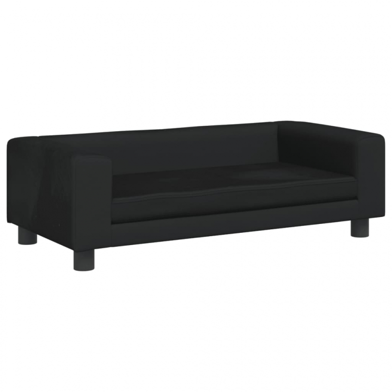 Kindersofa mit Hocker Schwarz 100x50x30 cm Samt