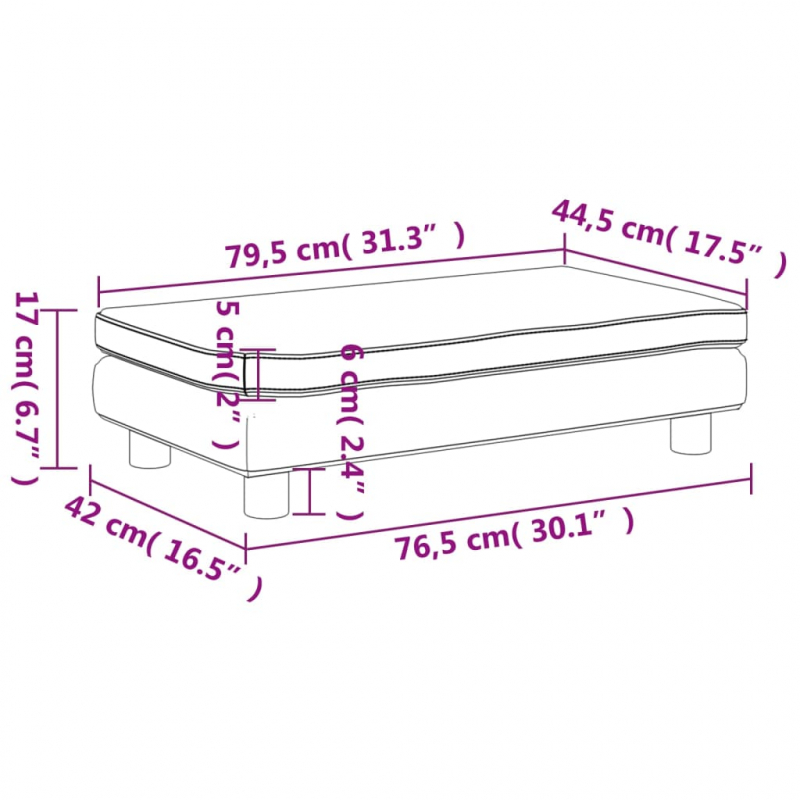 Kindersofa mit Hocker Creme 100x50x30 cm Kunstleder