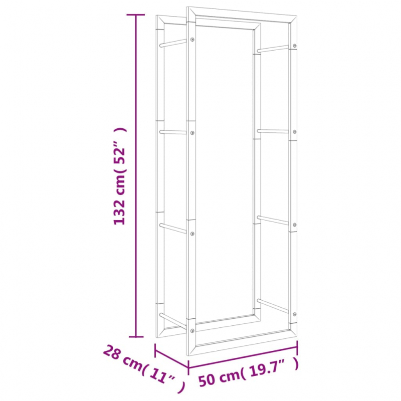 Brennholzregal 50x28x132 cm Edelstahl