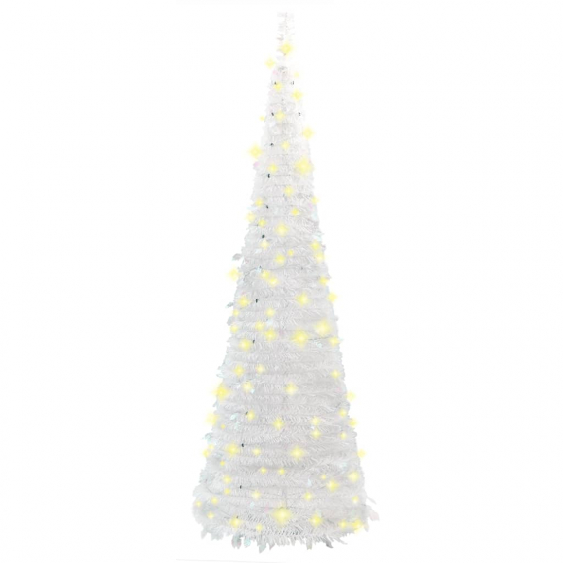 Pop-Up-Weihnachtsbaum Künstlich 200 LEDs Weiß 210 cm