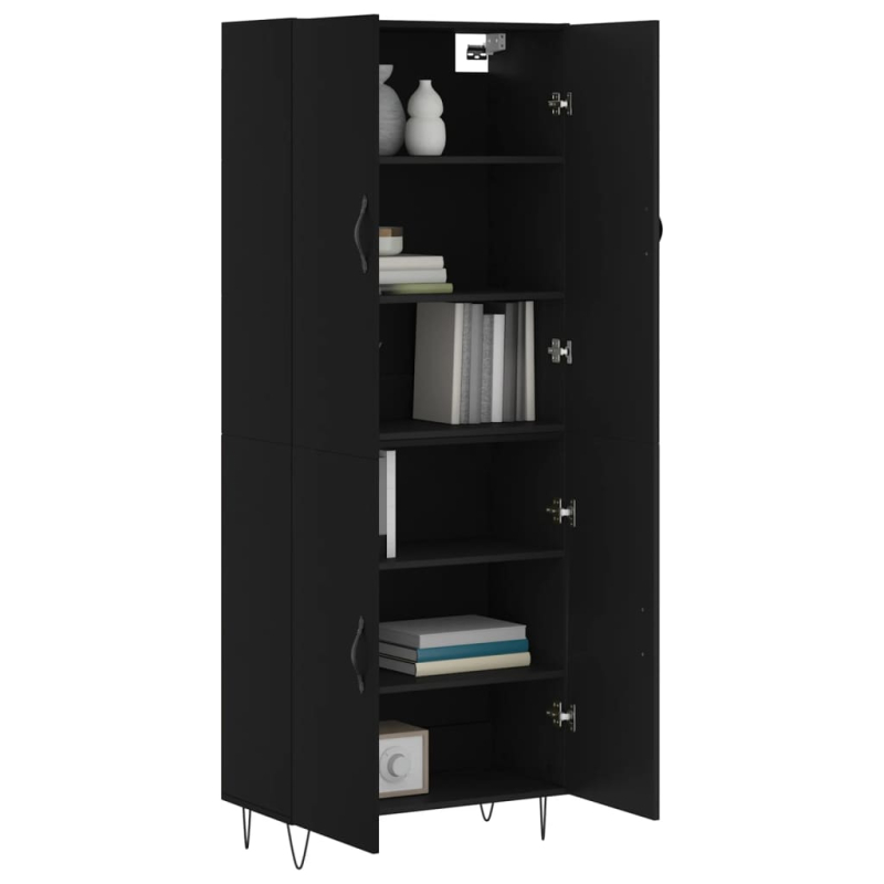 Highboard Schwarz 69,5x34x180 cm Holzwerkstoff