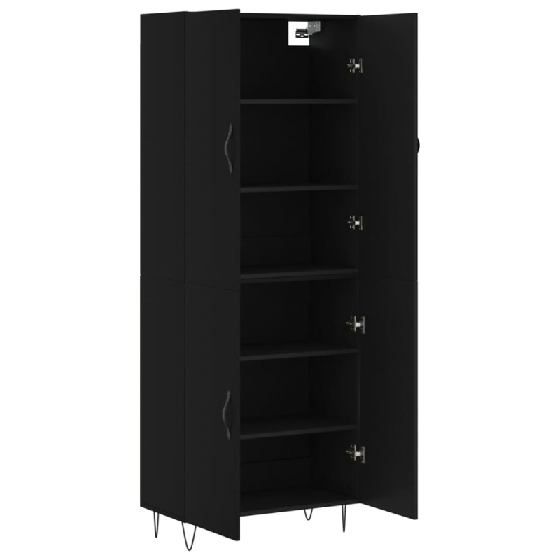 Highboard Schwarz 69,5x34x180 cm Holzwerkstoff