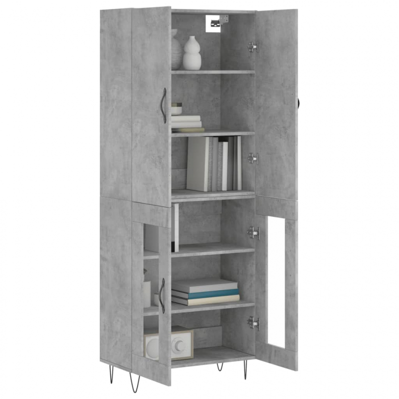 Highboard Betongrau 69,5x34x180 cm Holzwerkstoff
