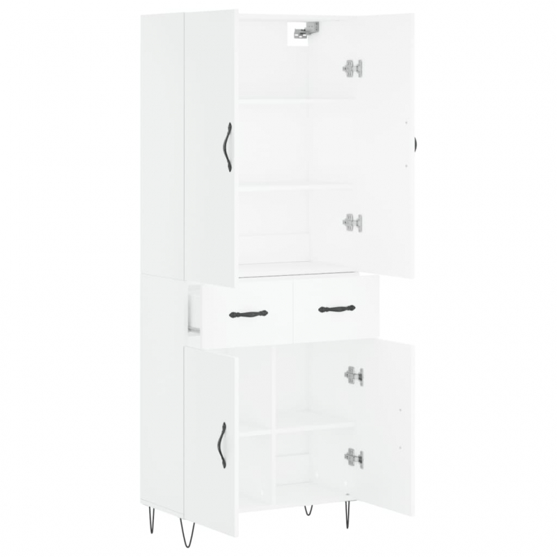Highboard Weiß 69,5x34x180 cm Holzwerkstoff
