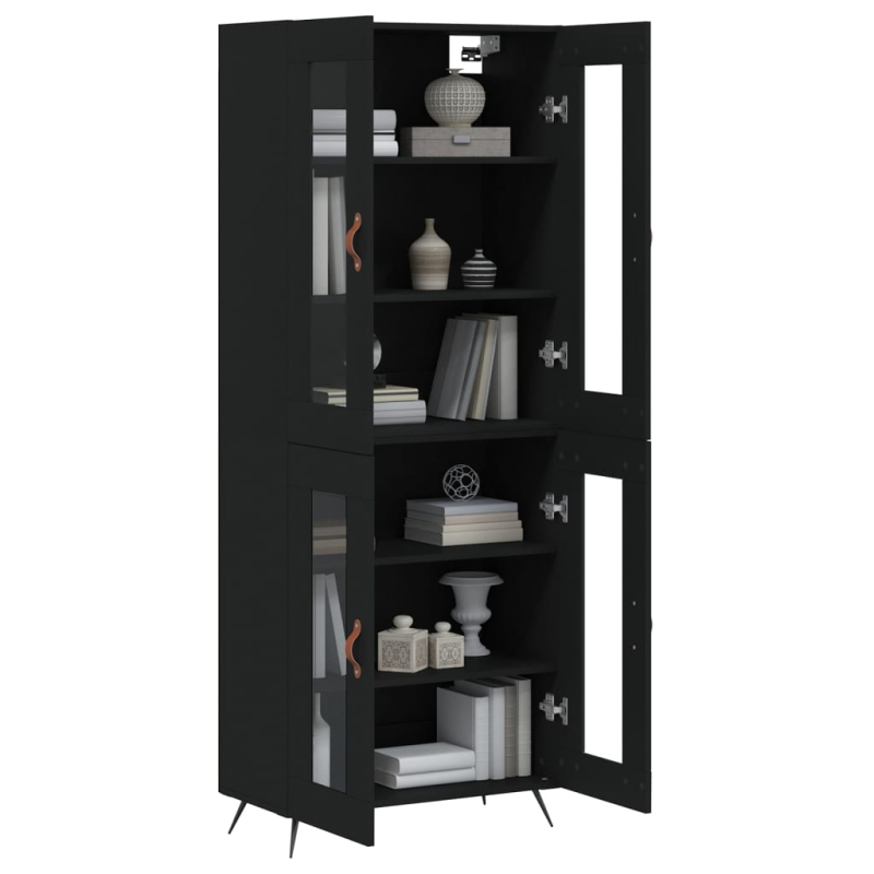 Highboard Schwarz 69,5x34x180 cm Holzwerkstoff