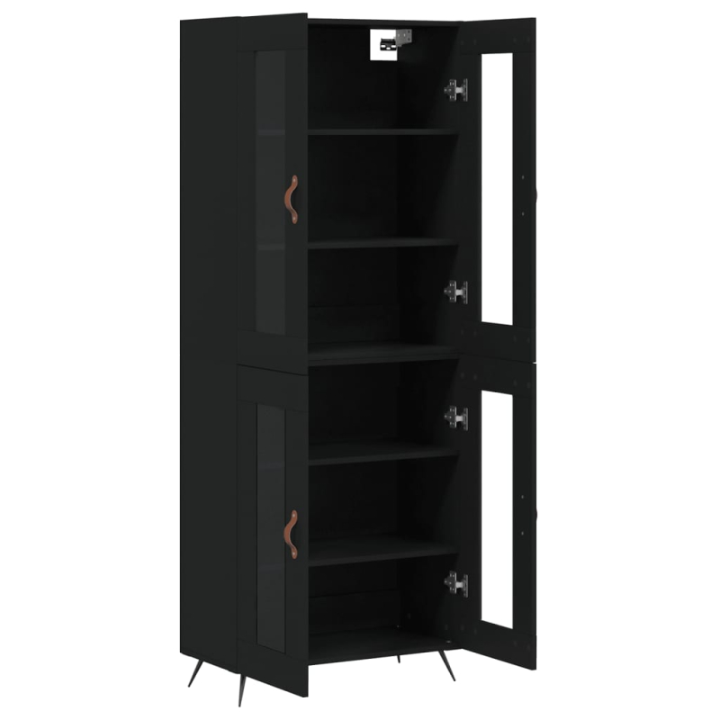 Highboard Schwarz 69,5x34x180 cm Holzwerkstoff