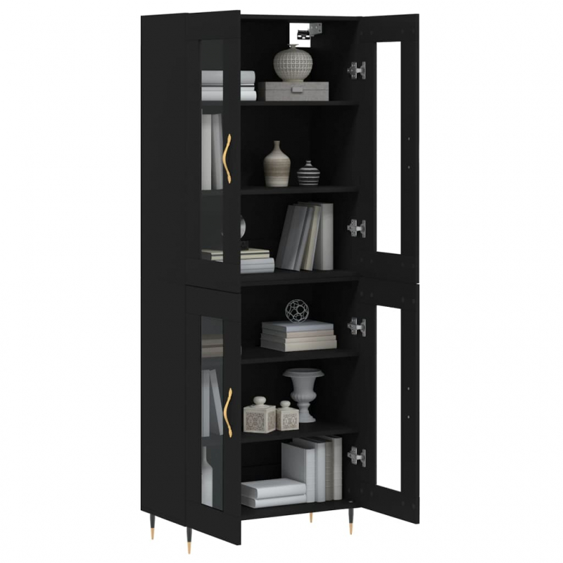 Highboard Schwarz 69,5x34x180 cm Holzwerkstoff