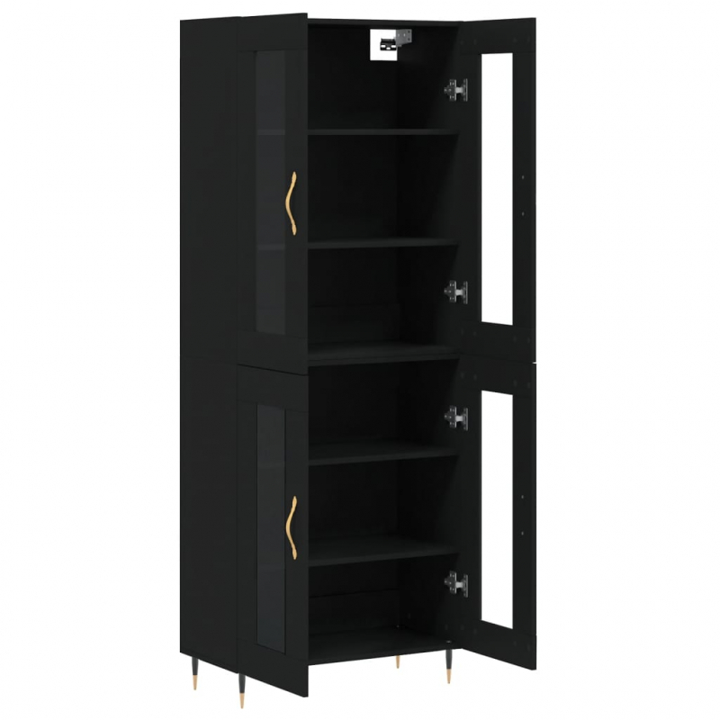 Highboard Schwarz 69,5x34x180 cm Holzwerkstoff