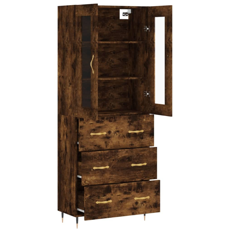 Highboard Räuchereiche 69,5x34x180 cm Holzwerkstoff