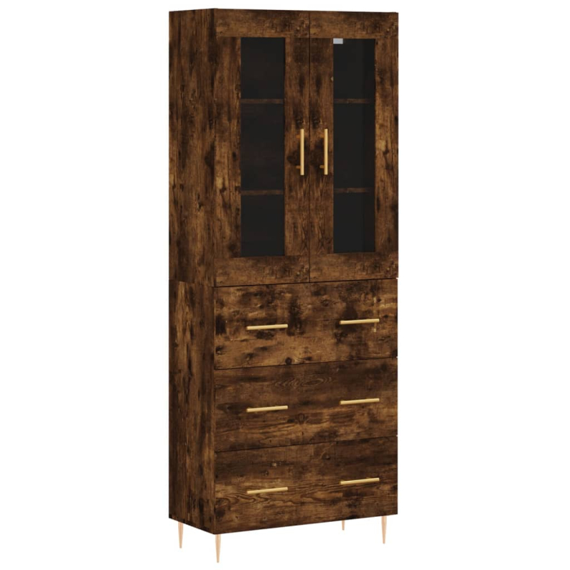 Highboard Räuchereiche 69,5x34x180 cm Holzwerkstoff